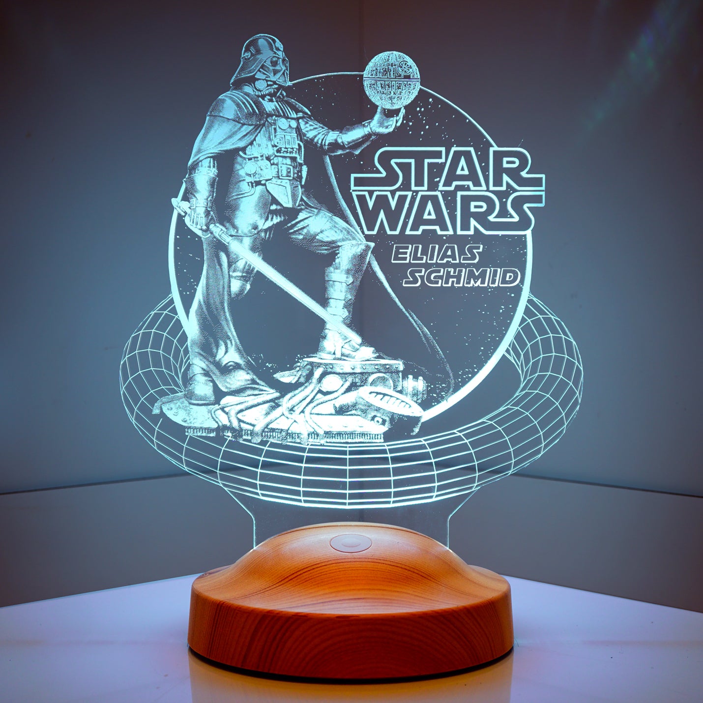Darth Vader Star Wars lamp 3D Vision LED night light with custom text