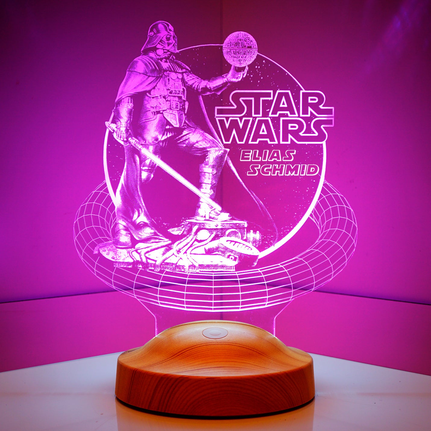 Darth Vader Star Wars lamp 3D Vision LED night light with custom text