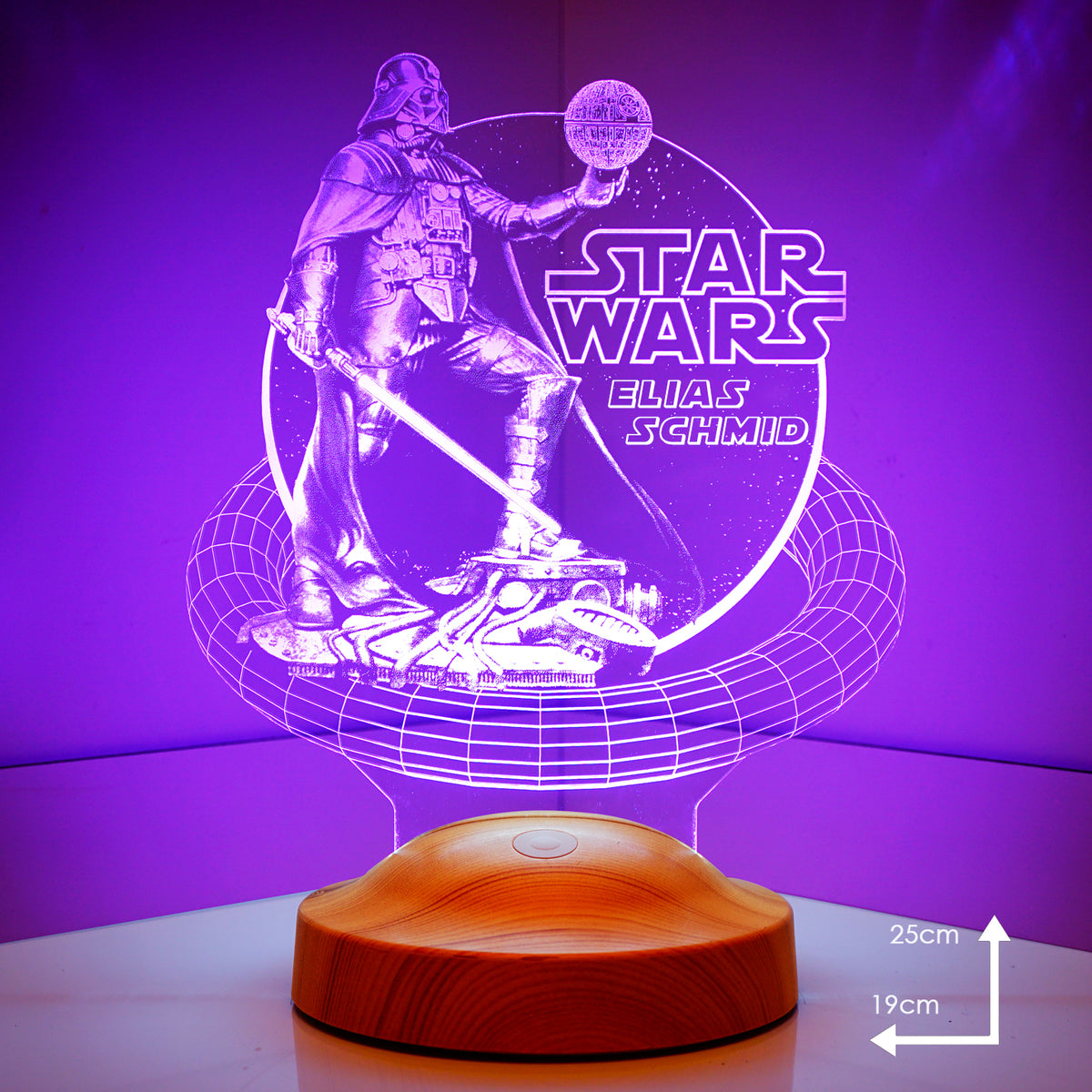 Darth Vader Star Wars lamp 3D Vision LED night light with custom text