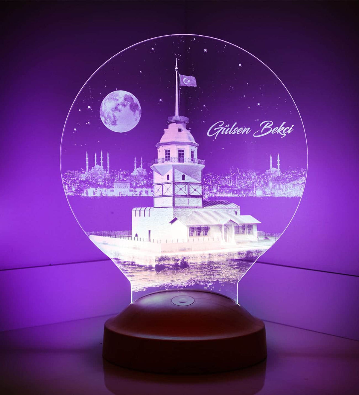 Maiden's Tower Istanbul Personalized lamp with custom text Kiz Kulesi