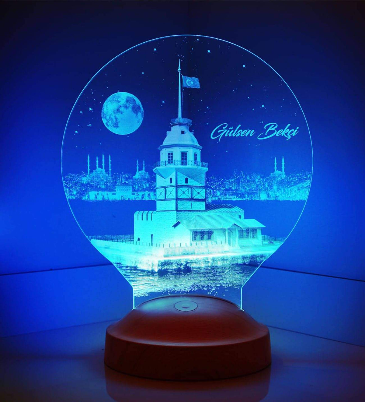 Maiden's Tower Istanbul Personalized lamp with custom text Kiz Kulesi