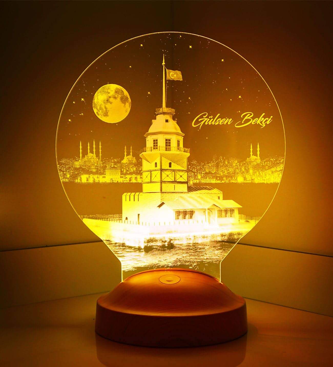 Maiden's Tower Istanbul Personalized lamp with custom text Kiz Kulesi